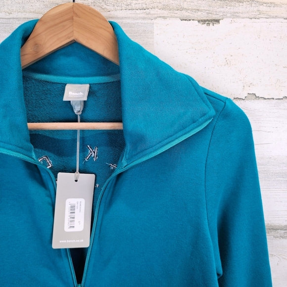 Bench Mikina Funnel Neck Zip Up Microfleece Small Teal Activewear Dancecore - Picture 9 of 15